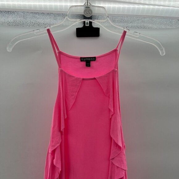 Express Women's Sleeveless Ruffle Top Hot Pink Size Small - Picture 2 of 9